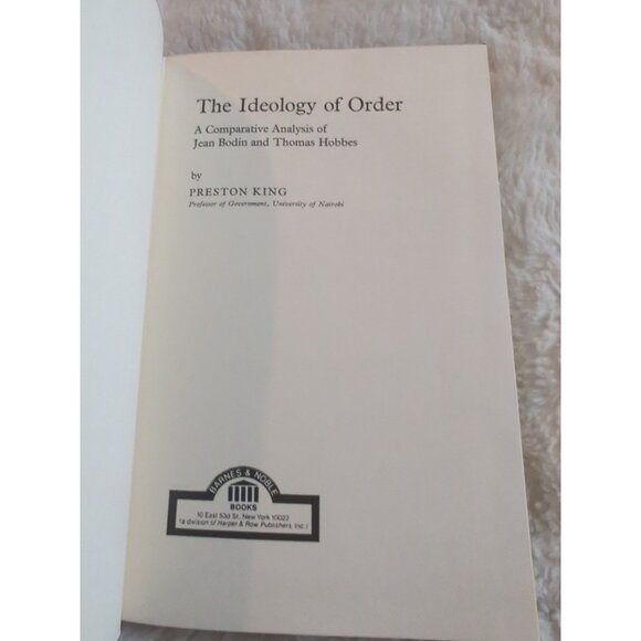 Preston T King Ideology of Order A Comparative Analysis HC Vtg 1974 Harper Row - Picture 5 of 10